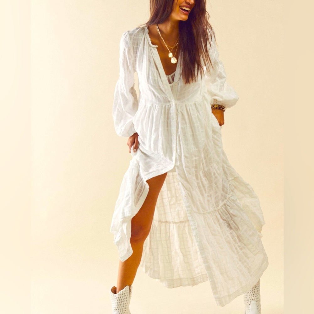 🤍🌸Free People, Edie Dress, Large in White